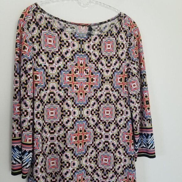 Maggy London Women's Geometric Abstract Boho Hippie Psychedelic Multicolor Sz 8 - Picture 3 of 10